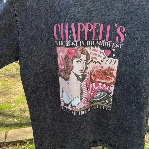 Graphic Short Sleeve Tee - Black with Pink Print - Picture 6 of 7